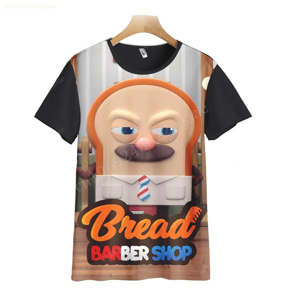 Summer Bread Barbershop T Shirt For Kids Boys Cartoon T-shirt Short Sleeve Top Sesames Tee Shirt Street Funny Clothes Girls