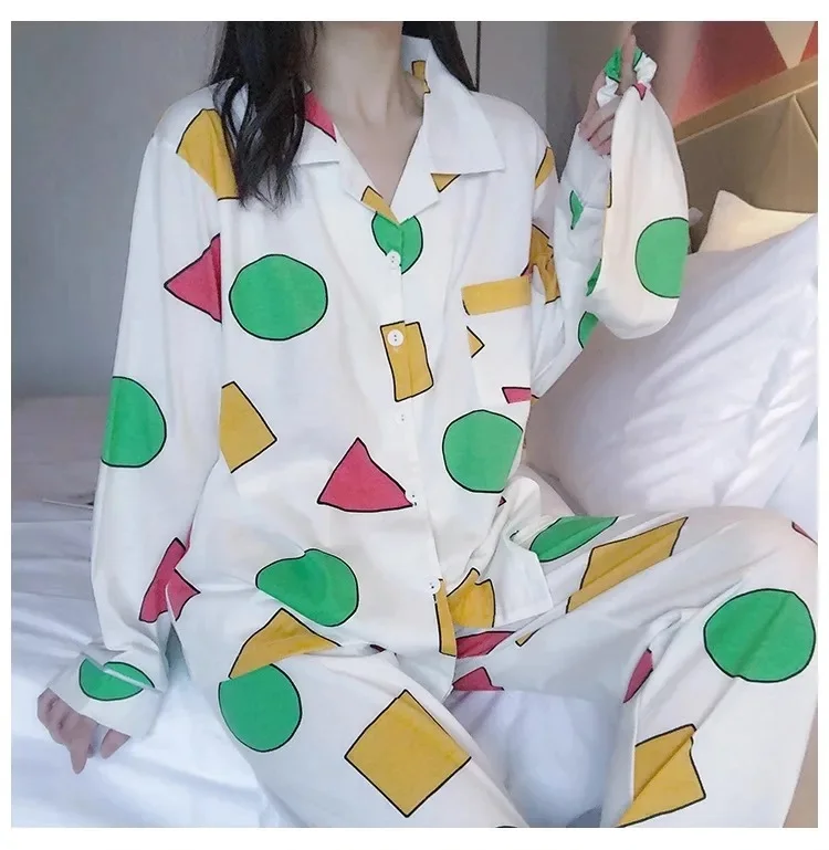 Paar-Modelle, zweiteiliger Pyjama, japanischer Frühling und Herbst, niedlicher Cartoon, langärmelig, für Damen, große Größe, bequemer Heimanzug – Detail 8