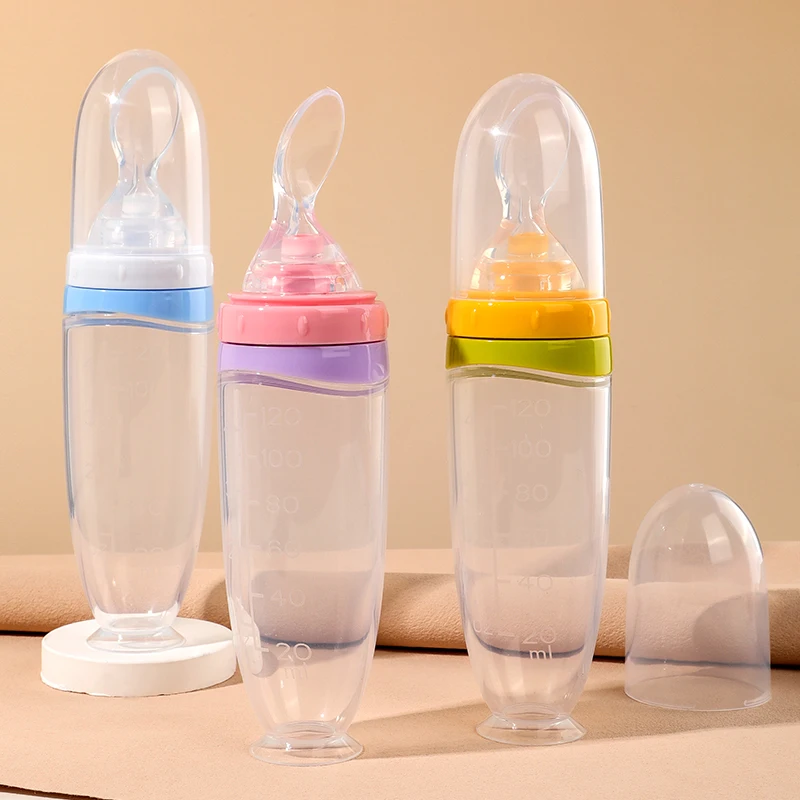 120 ML/4 oz Flüssig-Silikon-Lebensmittelfütterer für Säuglinge und Babys | Fruchtpüree- & Reisbrei-Spender | Abnehmbarer Löffel – Detail 3