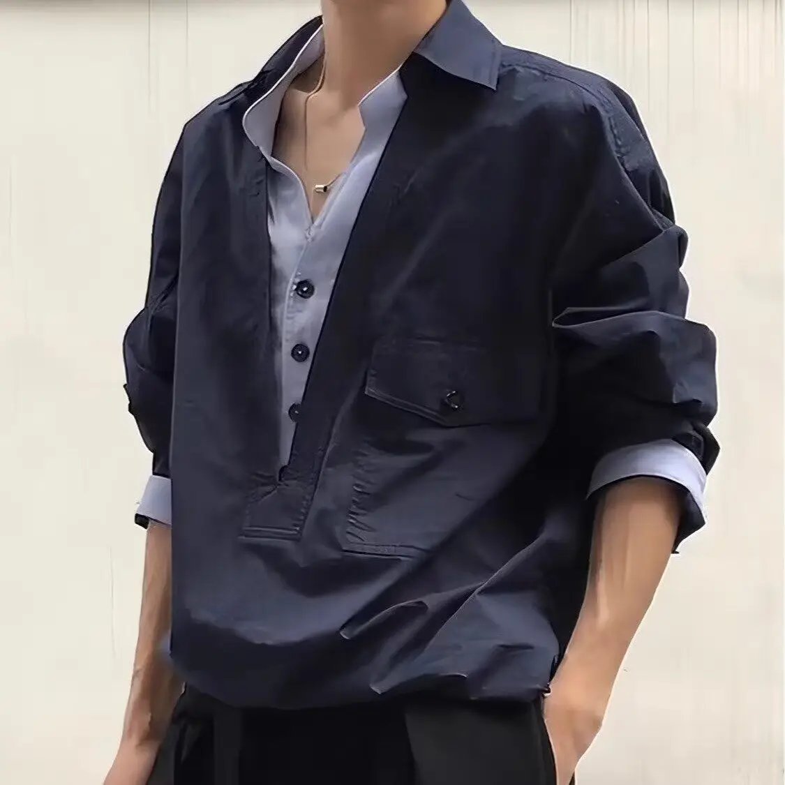 

Мужская повседневная рубашка с длинным рукавом в стиле Lazy Style East Gate, весенняя мода, из полиэфирного волокна, свободного кроя, с пуговицами, отложным воротником, открытая застежка C...