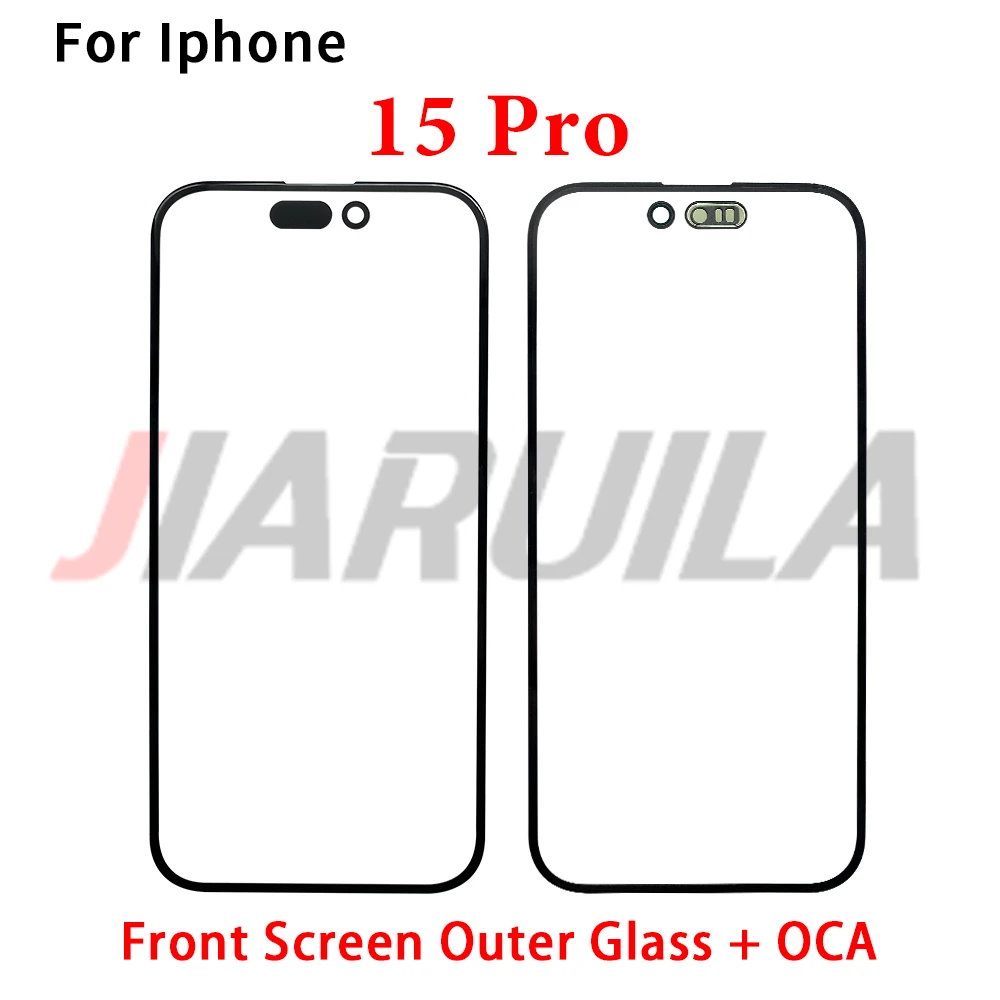 شاشة جديدة من الزجاج الخارجي الأمامي + OCA لهاتف iPhone 16 Pro Max 15 Plus 7 8 قطع غيار غطاء لوحة اللمس للشاشة #4