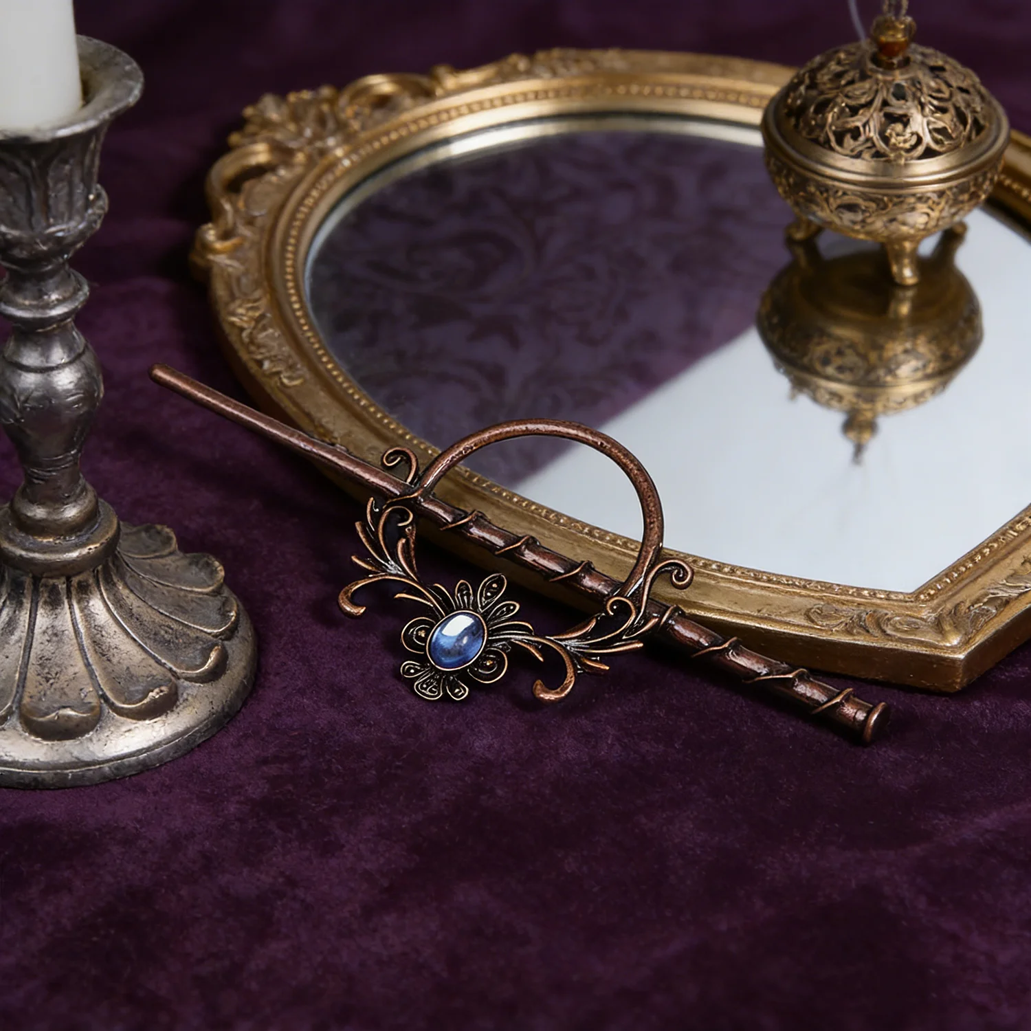 

Luxury Classical Viking Style Imitation Moonstone Hair Clip Norwegian Style Y2k Bohemian Fashionable Versatile Hair Accessory