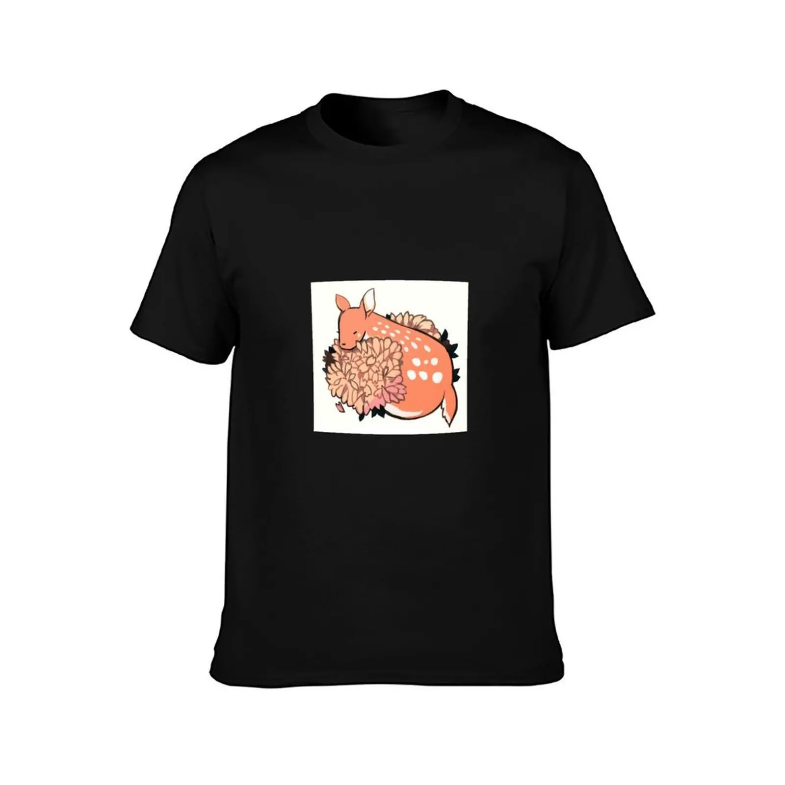 mochi deer. T-Shirt, Summer Casual Cotton Tee, Oversized Streetwear Tops, Vintage Graphic Print, Loose Fit Short Sleeve