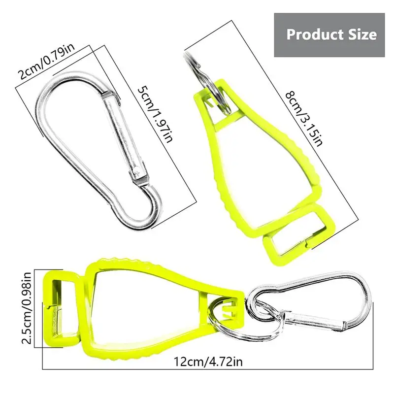 ABKJ-2X Glove Clips For Work Glove Holders Glove Belt Clip With Metal Carabiners For Construction Worker Guard Labor(Yellow)