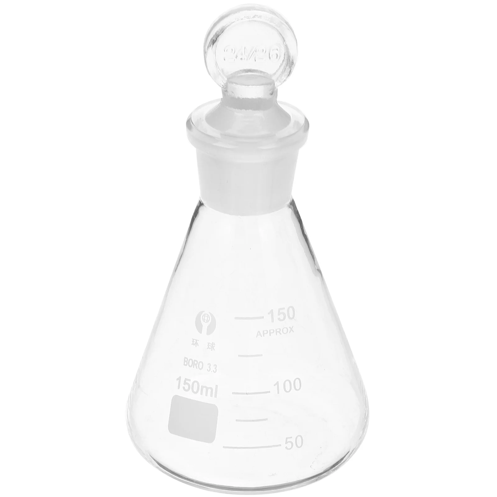 Flask Erlenmeyer with Stopper Chemical Glass Conical for Experiment Shot Laboratory Supplies