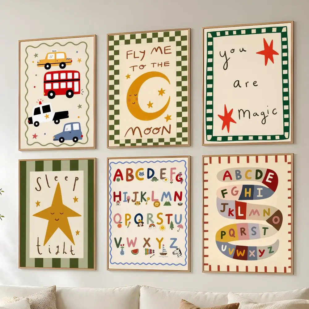 Snake Alphabet Learning Poster Stickers Mural Painting Self-Adhesive Wall Art Decals for Bedroom Living Room Home Decor Gift