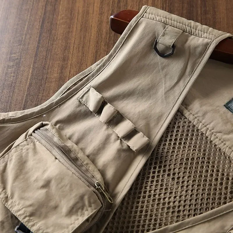 Bomber Jacket Men Military Tactical Vest Multi-pocket Zipper Waistcoat Outdoor Hiking Fishing Waterproof Breathable Quick Drying
