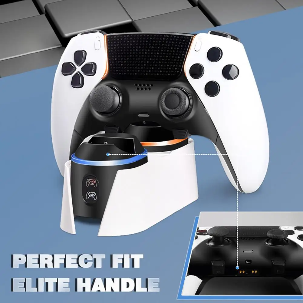 แท่นชาร์จคอนโทรลเลอร์ Ps5แบบชาร์จเร็วพร้อมไฟแสดงสถานะอุปกรณ์เสริมสถานีชาร์จที่ใช้งานง่ายสำหรับนักเล่นเกม