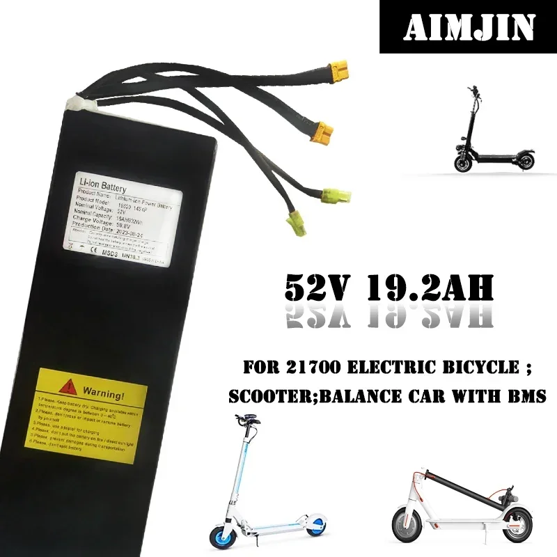 

52V 19.2Ah 14S4P 21700 Li-ion Battery Pack Dual Port Fast Charging Suitable For Dual Drive Electric Scooters battery pack bms