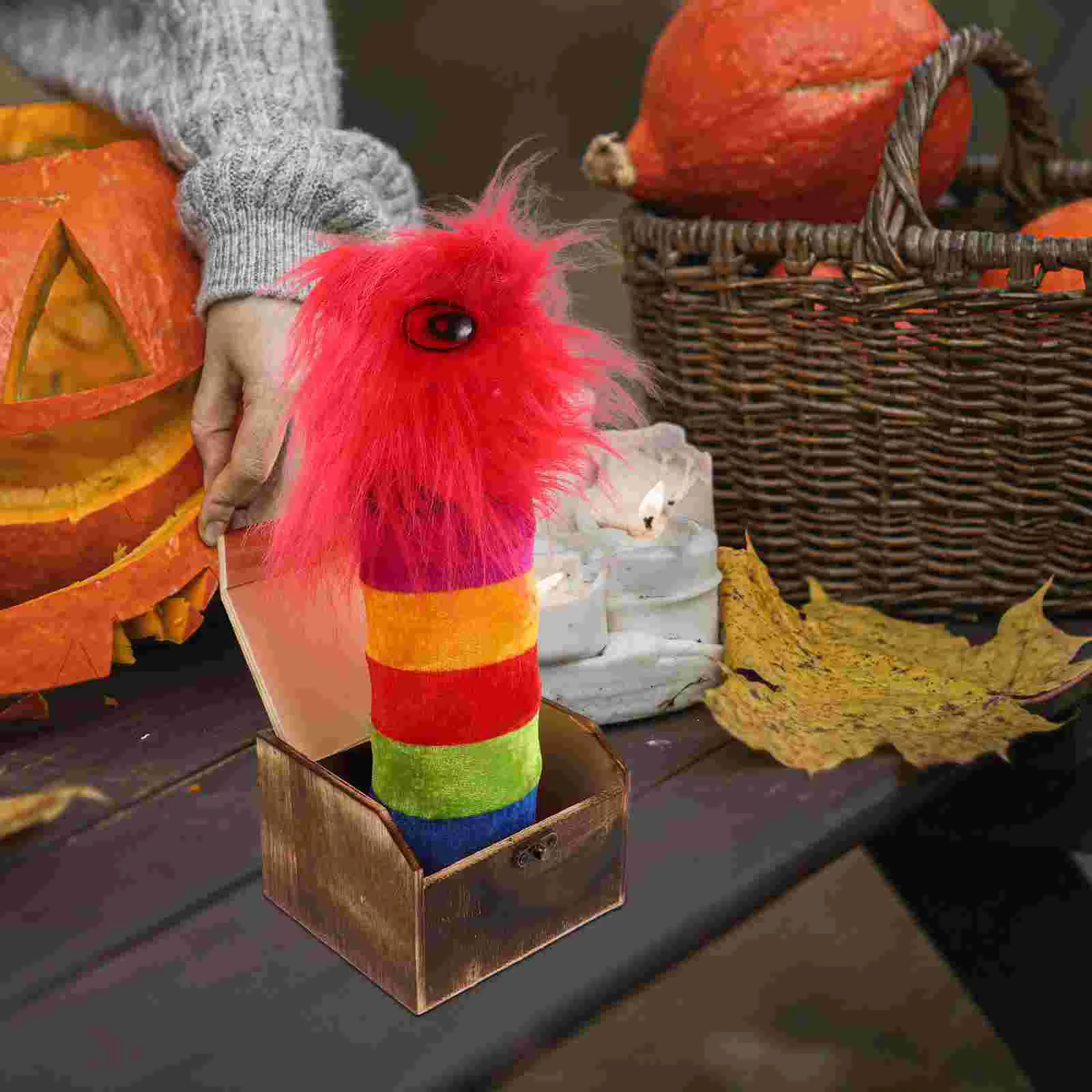 Drewniana sztuczka Halloween Prank Box Box Flashing Scary Witch Toy Halloween Prank Box Horror Light Surprise Gag Joke Present