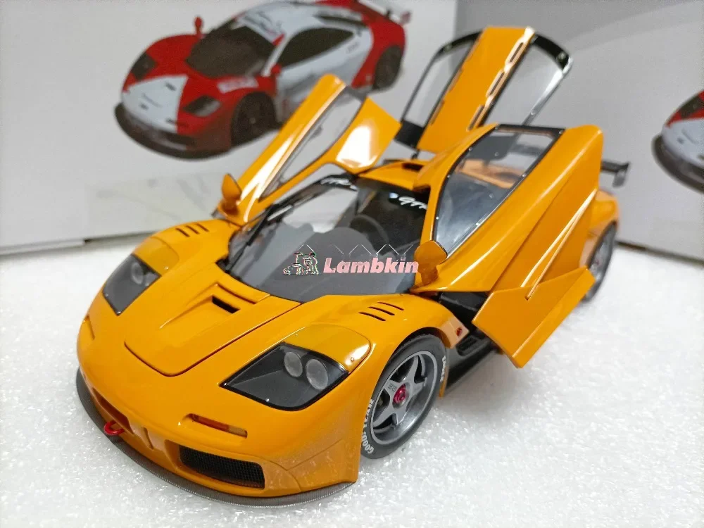 Original 1/18 For MCLR F1 GTR 1996 Papaya Orange Alloy Supercar Car Model Ornament Static Collectible Gift Miniature