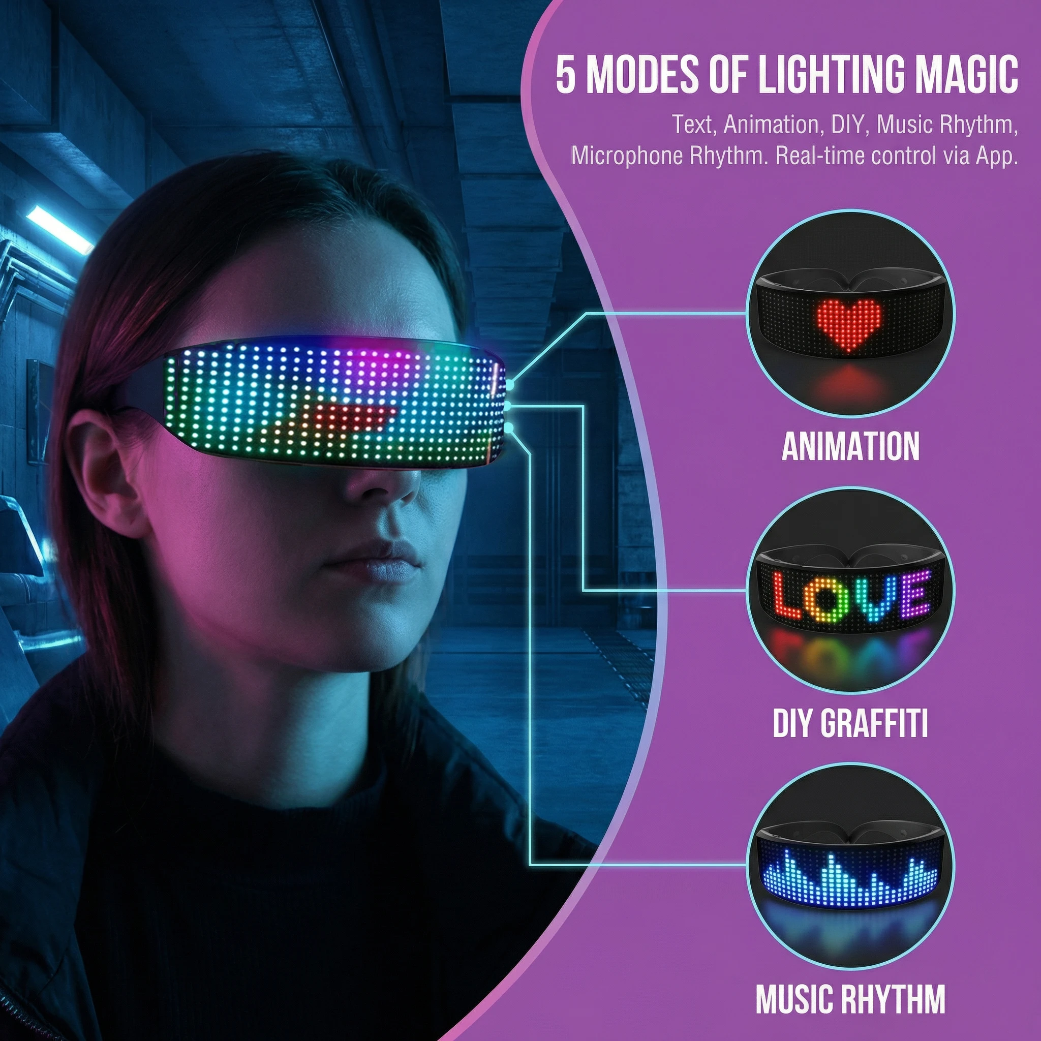 Led Glasses With App Control F - đánh giá và giá Glow In The Dark Party Glasses