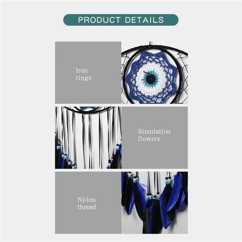 AS94-3X Evil Eye Dream Catchers For Bedroom Hand-Woven Macrame Dreamcatcher Wall Hanging Home Decor Good Luck Blessing Gift,3