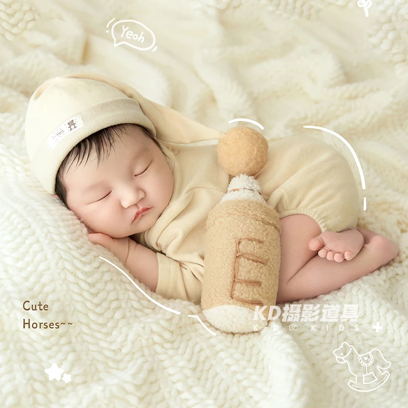 nordic-style-newborn-photography-outfit-romper-jumpsuit-pom-pom-hat-2pcs-set-plush-bottle-toy-props-infant-photoshoot-costume
