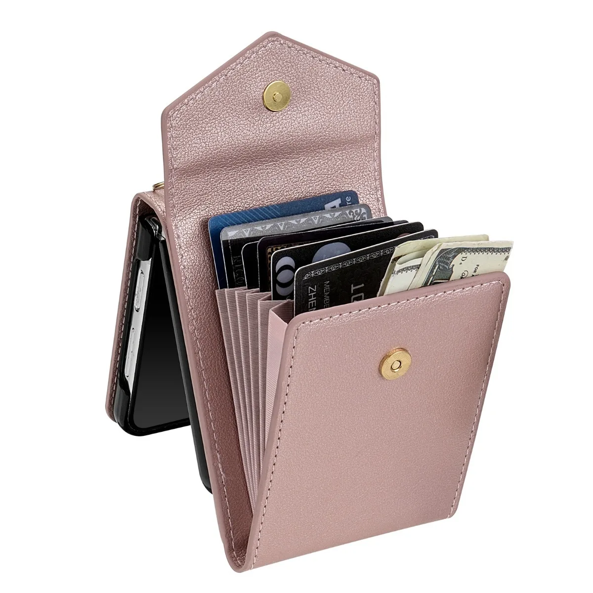 Crossbody Leather Phone Case for Samsung Galaxy Z Flip 6 5 4 3 Flip6 Flip5 Flip4 Flip3 Wallet with Card Holder Protective Cover