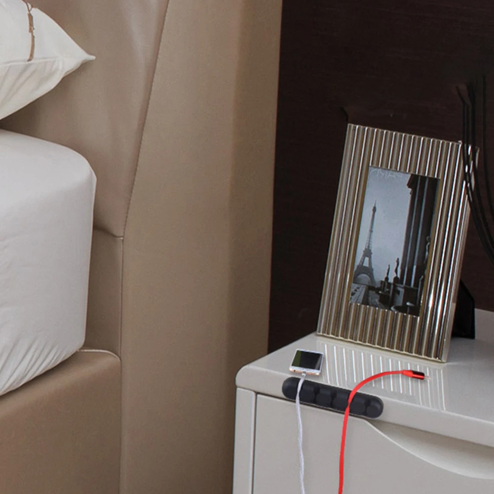 

2 pcs Silicone Cable Organizer Self-Adhesive 5 Slots Cord Holders Desktop Data Line Fixer For Home Office Power Usb