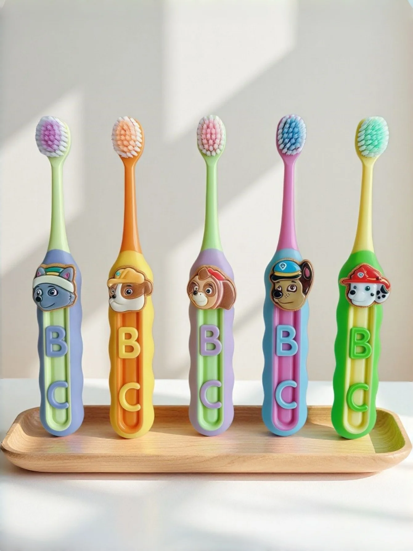 Cartoon Puppy Pattern Manual Toothbrush Soft Bristle Gum Protection ABC Letter Handle Oral Care Teeth Cleaning Brush