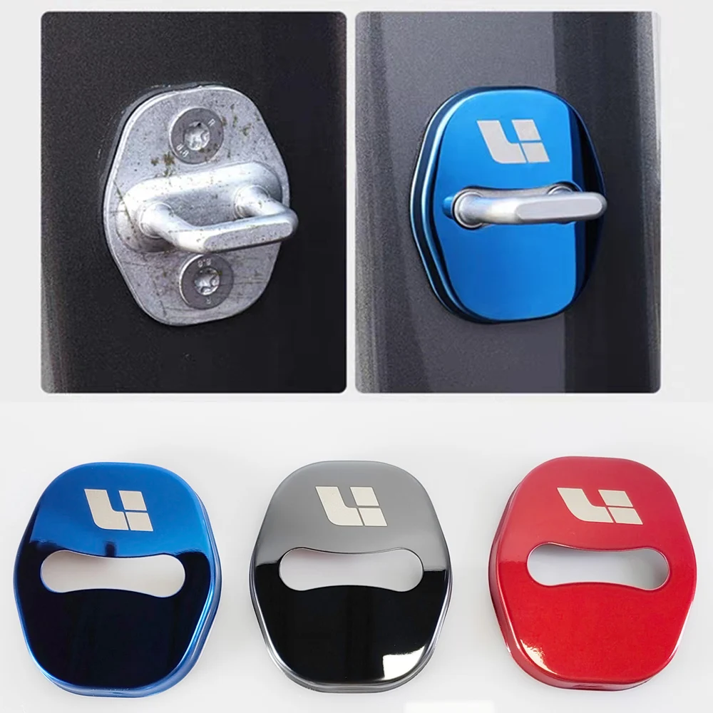 For LiXiang L9 Metal Car Door Lock Buckle Protection Cover Car Door Shock Absorber Cushion Silent Accessories for Li Auto L7