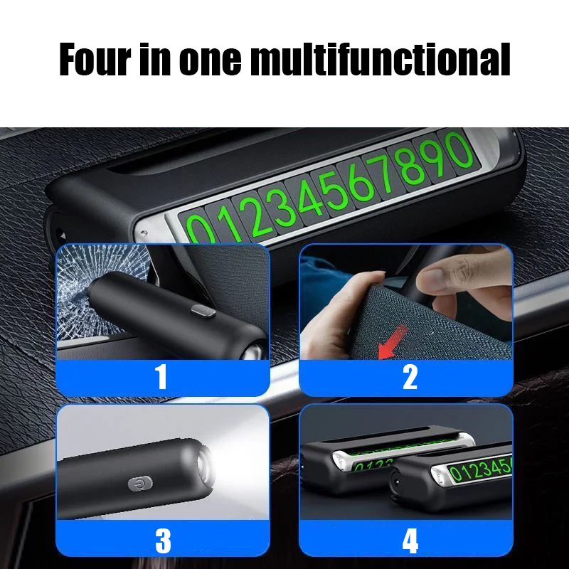 Multi-function Car Temporary Parking Card Hidden Phone Number Plate Sticker For Park Stop in Car-styling With Emergency Tools