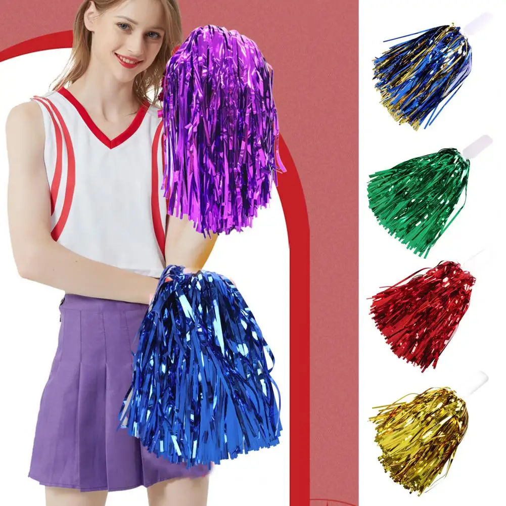 

Cheerleader Pom Poms With Handle Cheer Balls Gold Yellow Pink Red Green Blue Cheerleaders Holding Flowers Women Girl Pompoms