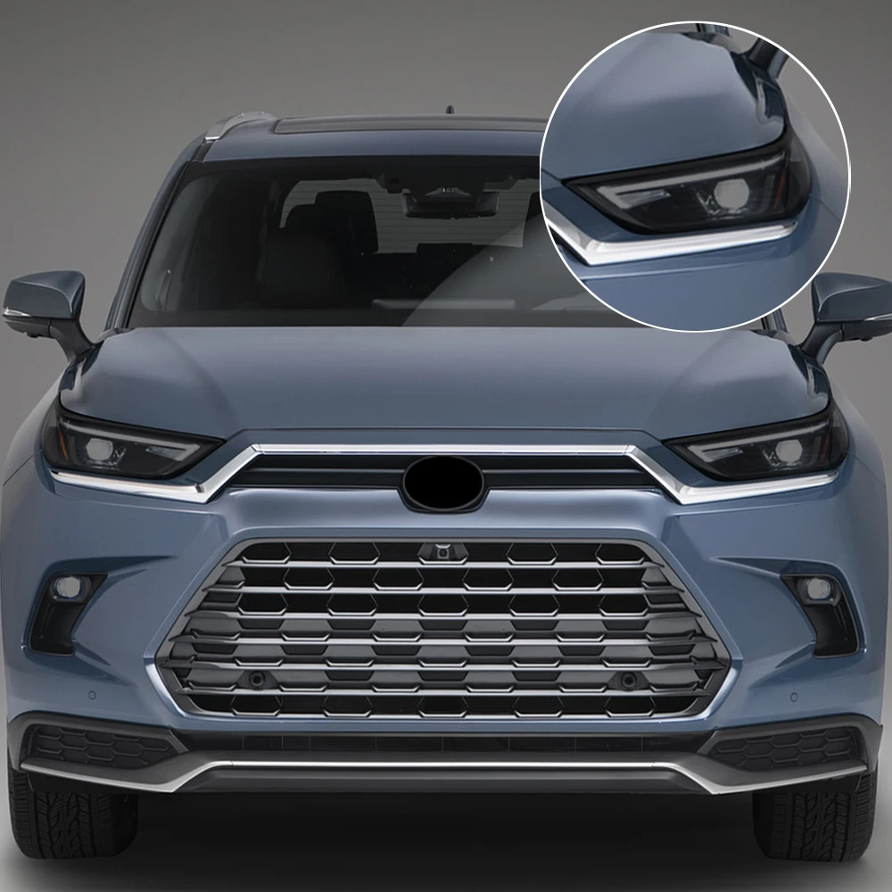 Smoke Black Pre Cut Car Headlight Protective Film For Toyota Grand Highlander 2023-2026 Anti-Scratch High-Gloss Vinyl Wrap Film