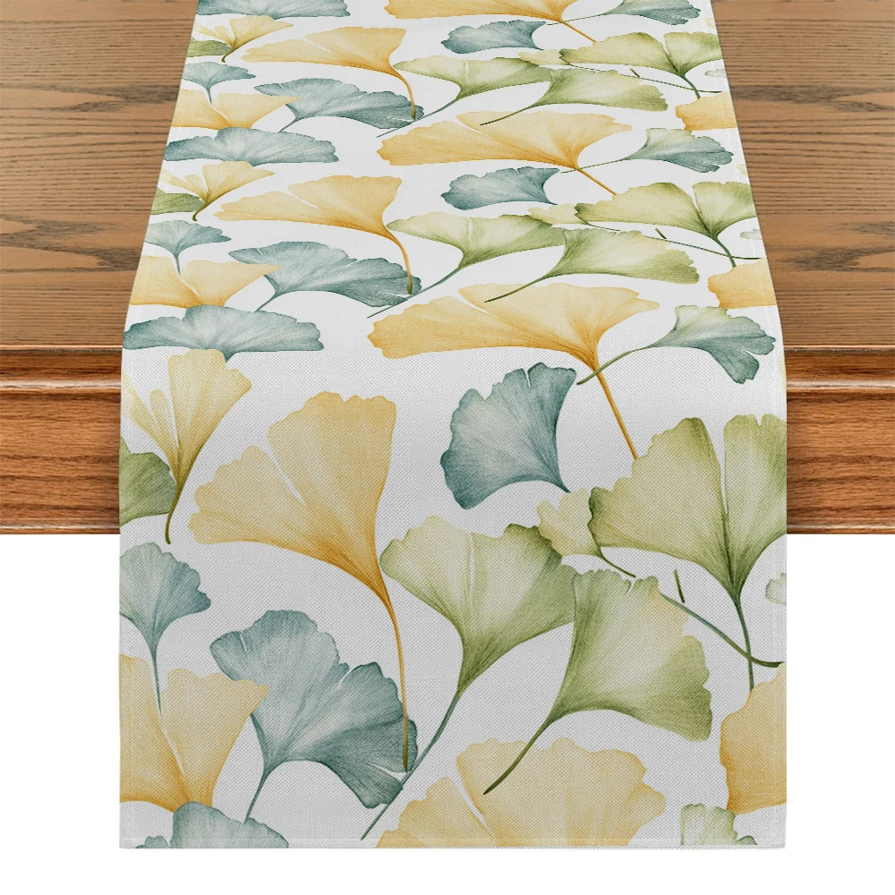 Camino de mesa de acuarela Ginkgo Biloba, decoraciones rústicas para mesa de comedor, caminos de mesa para boda, fiesta, café, Hotel, decoración del hogar