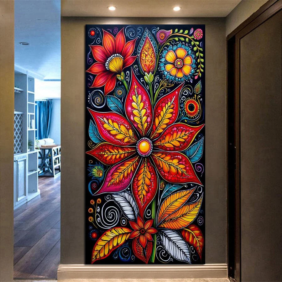 

Abstract Colorful Flowers Large Size Diy Diamond Painting Kits Full Square Round Drill Mosaic Embroidery Pictures Wall Decor
