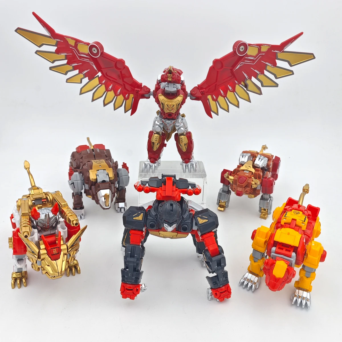 YUEXING Predaking 기계 야수 로봇 변환 26CM 6IN1 Predacons 액션 피규어 어린이 장난감 선물