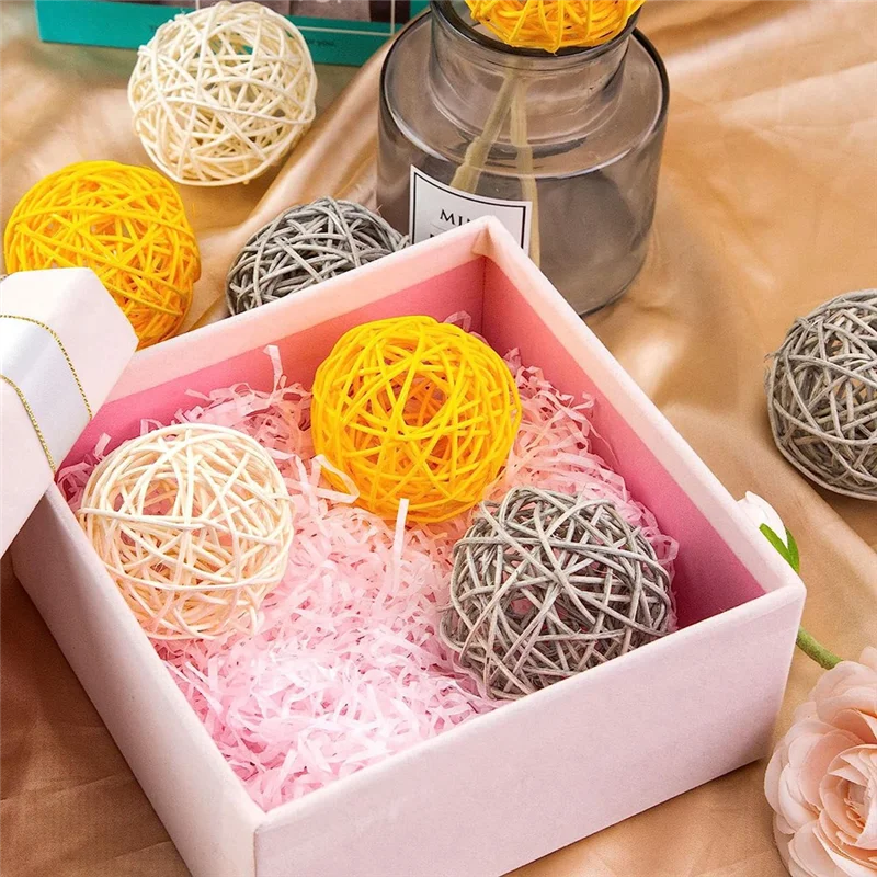 Decorative Balls for Bowl Centerpiece,16PCS Large Rattan Balls 2.8 Inch Yellow Wicker Balls Decorative Twig Orbs Spheres