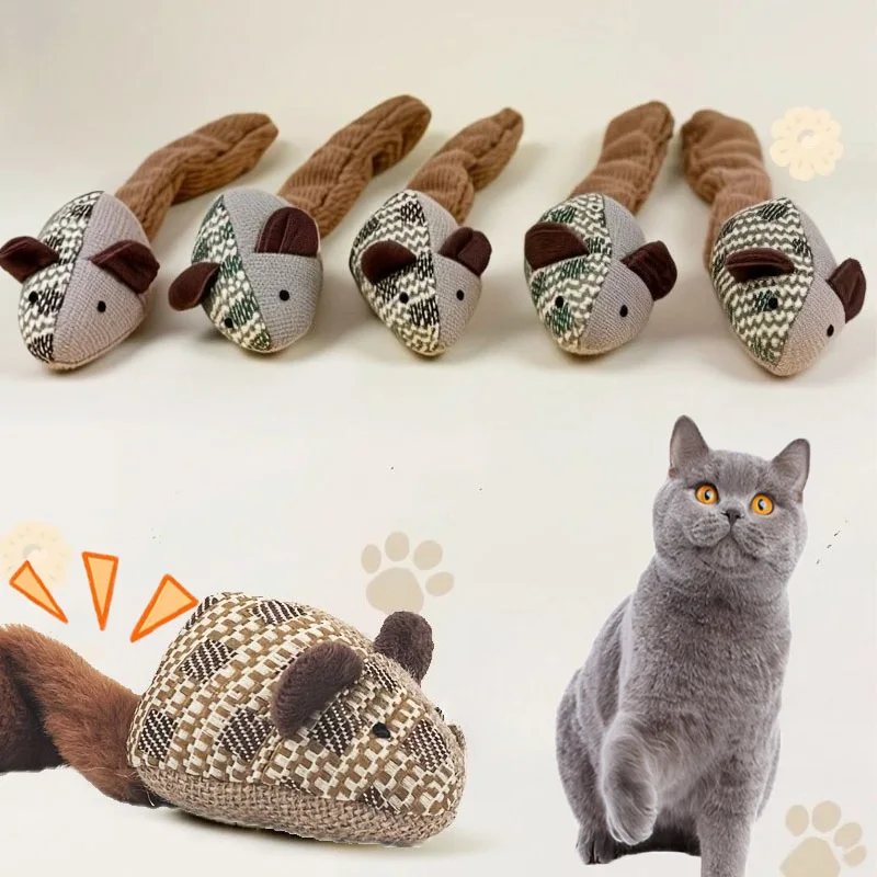 Interaktives Katzenspielzeug, lustiges Katzenspielzeug, langlebiges Kätzchen, selbstspielendes Kätzchenspielzeug, Plüschmaus, Katzenspielzeug, macht Geräusche, Katzenspielzeug