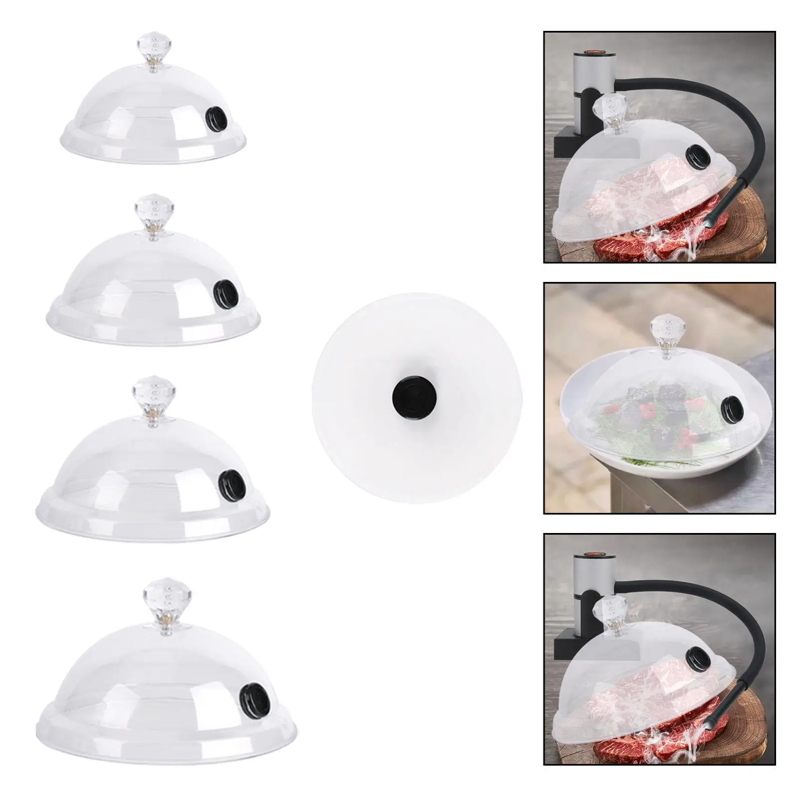 Portable Smoking Cloche Dome Food Infuser Lid Durable Acrylic Cover for Home Chefs and Bar Drinks