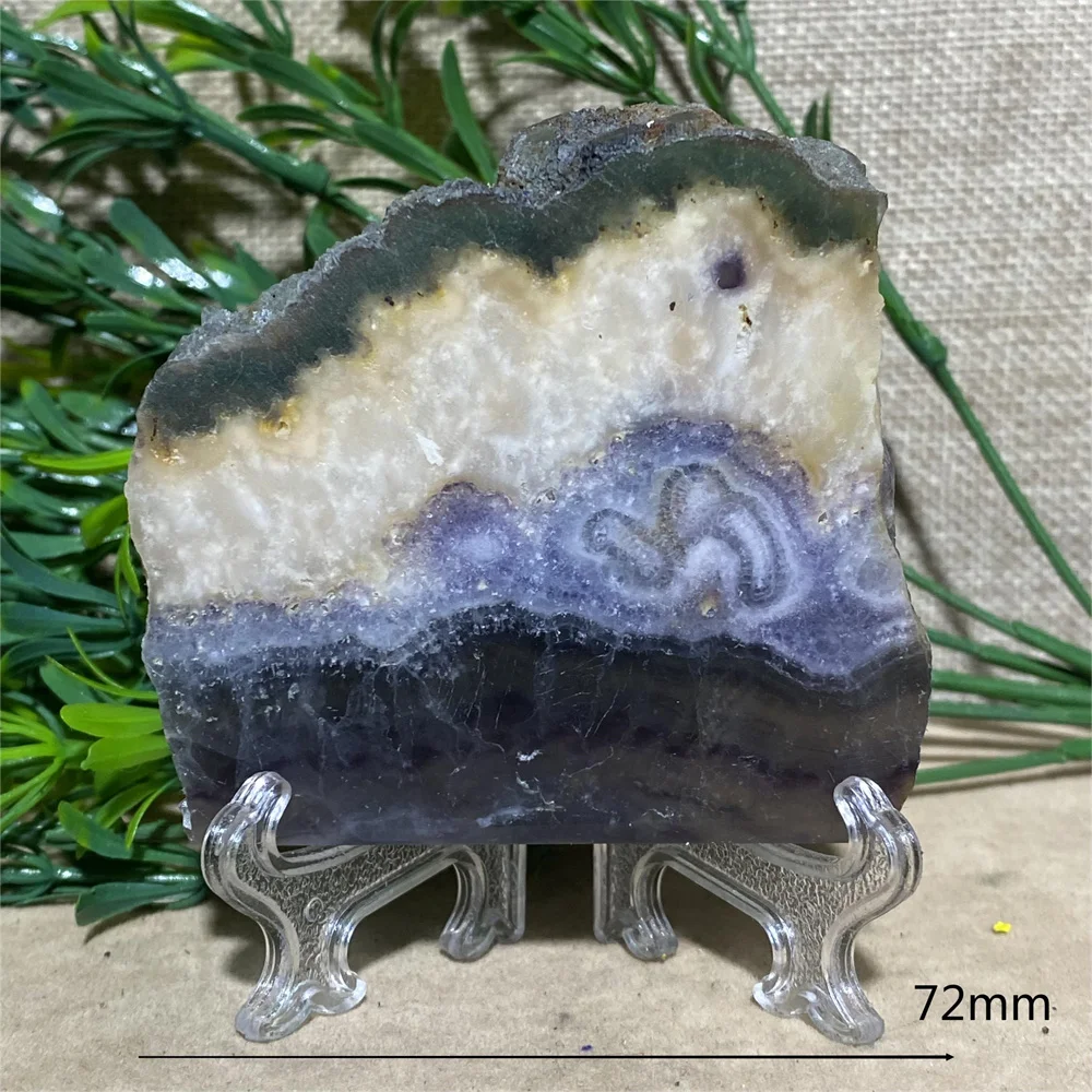 Crystal Natural Fluorite Slab Slice Quartz Point Free Form Reiki Geode Beauty Home Decoration Healing Minerals + Stand