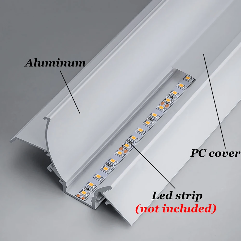 1M Recessed Led Aluminum Profile Channel Holder for Indoor Home Ceiling Wall Backlight Bar Linear Light Indirect Decor Lighting