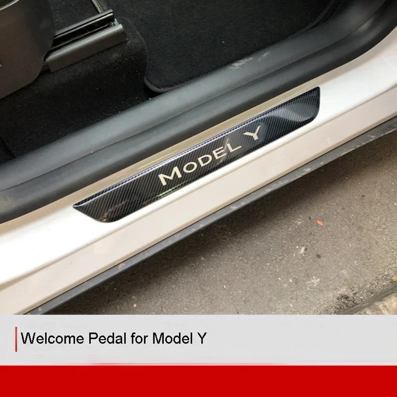 Welcome Pedal for Tesla Model Y Protective Strip for Front Rear Door Frame Threshold Protector Sticker Stainless Steel 2017-2023