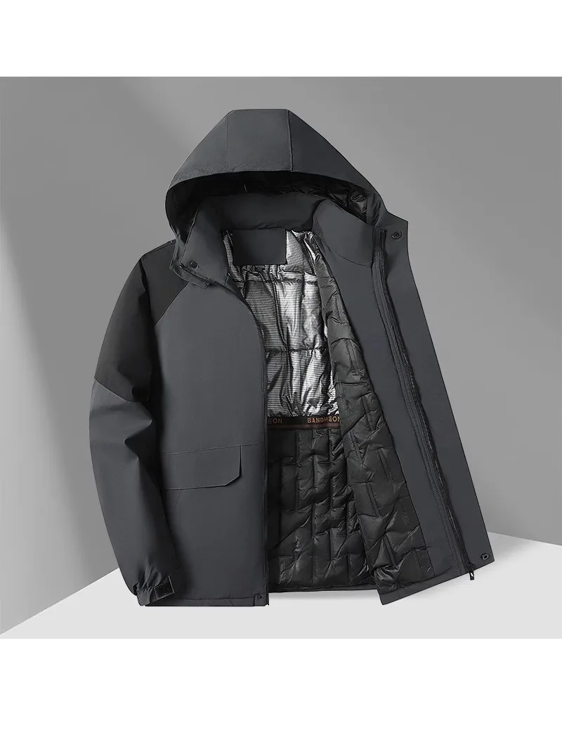 

Мужская утепленная хлопковая куртка-пальто для зимы, со съемным капюшоном, для мужчин среднего и старшего возраста