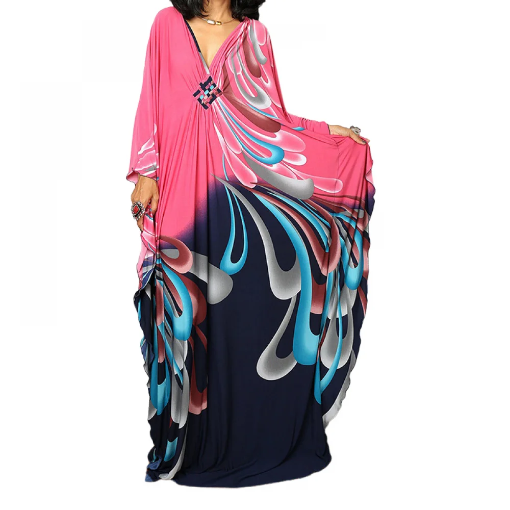 Women Bikini Dresses Loose Beach Long Robes Sun Protection Suits Kaftans Beach Caftan Swimsuit Cover Up V-neck Vocations Dresses