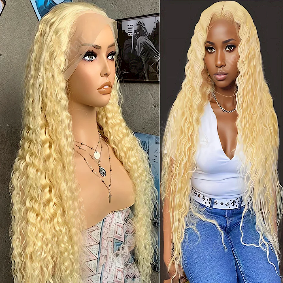 

13x6 613 Honey Blonde Deep Wave Transparent Front Human Hair Wigs 13x4 Hd Lace Frontal Curly Wave Wig 40 Inch Choice For Women