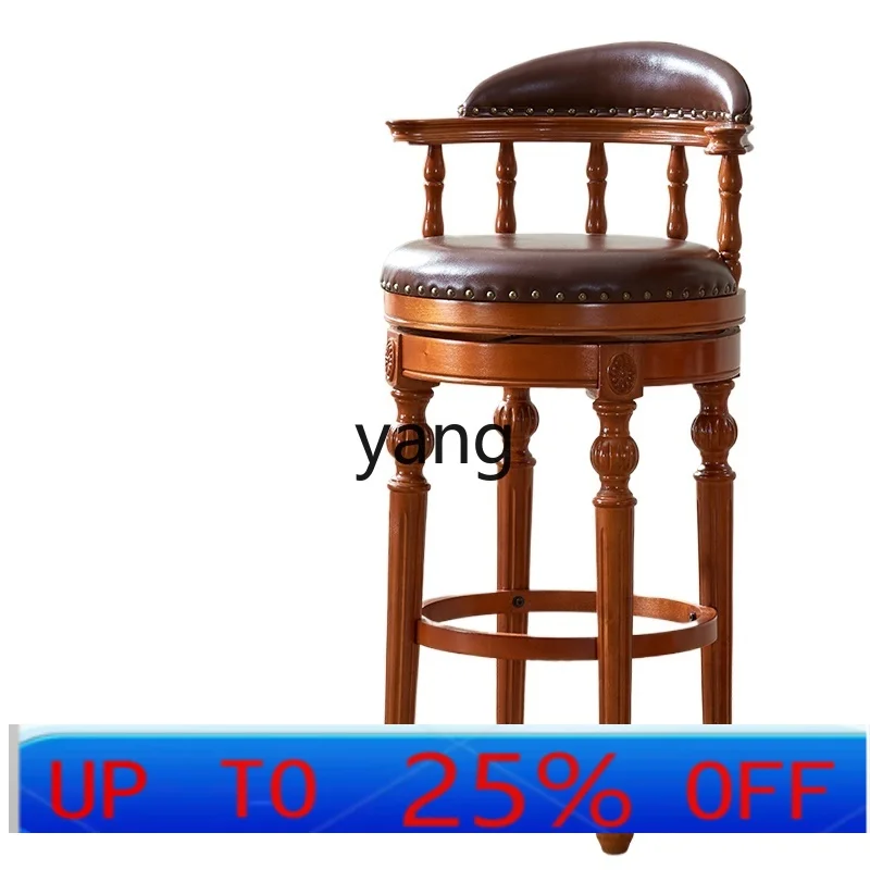 

Барный стул LTT American из массива дерева, высокий табурет, кожаное сиденье, вращающийся барный стол