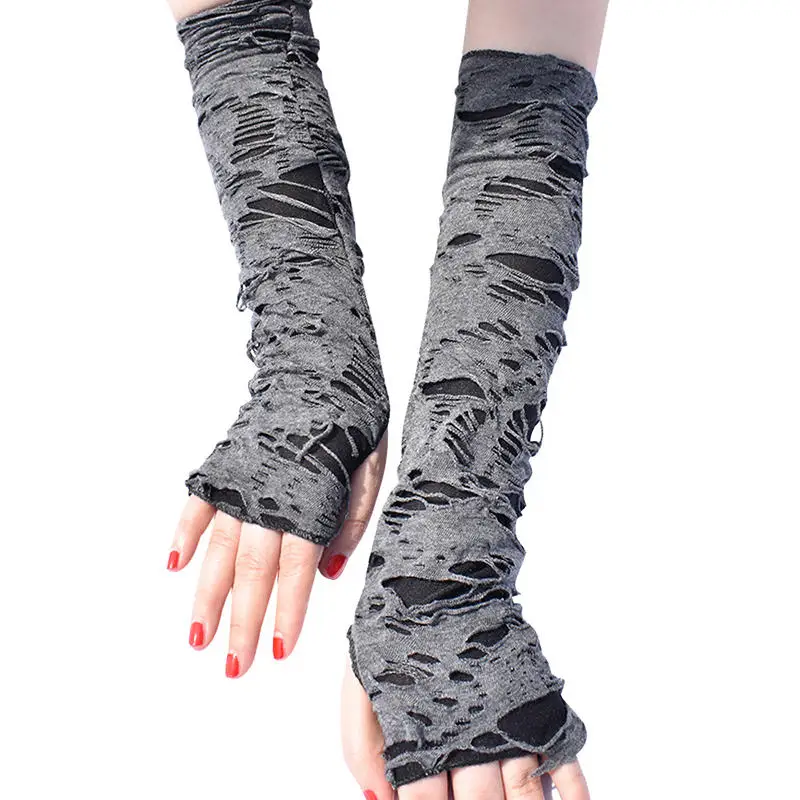 Fashionable Simple Gothic Fingerless Gloves Unisex Tear Design Stretchy For Party Preparation And Durable New Hot Sale