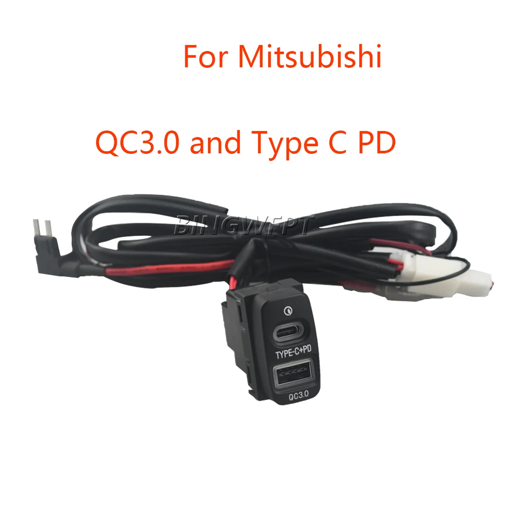TYPE-C PD QC3.0 USB Quick Charge Charger Adapter Outlet For Mitsubishi Outlander Lancer EX Pajero Sport ASX V73 V93 V97 07-12 view 5