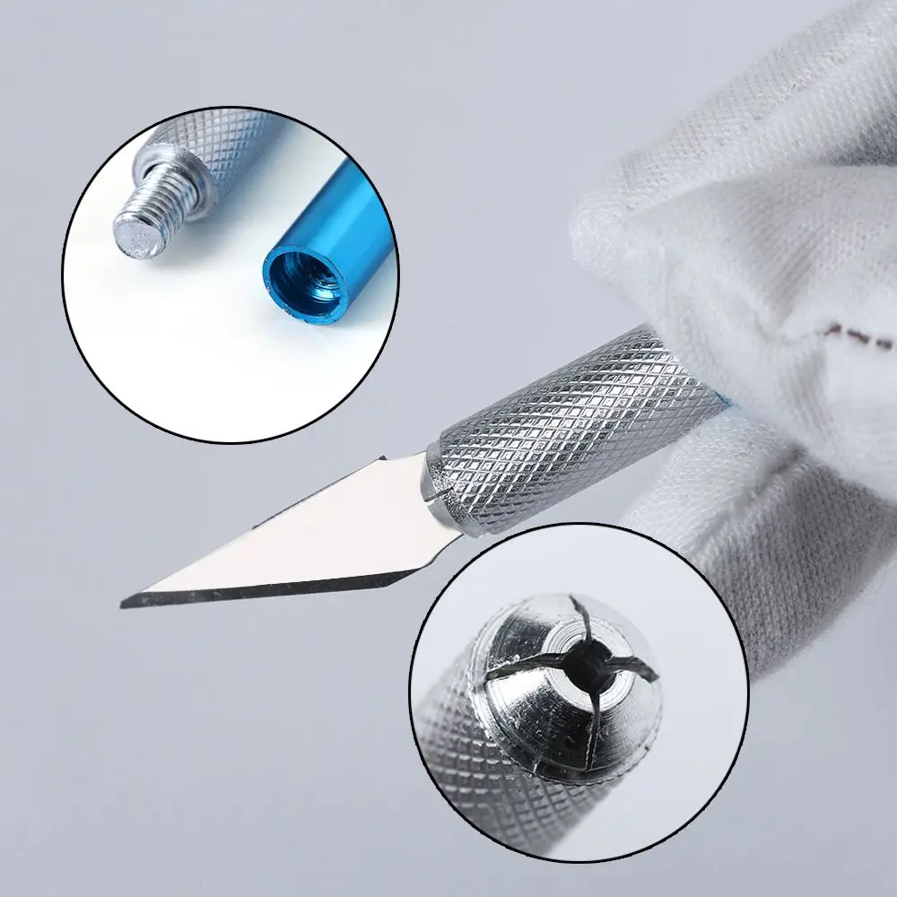 Cake Craft Carving Engraving Cutter with 6pcs Blade Pastry Tools Non-slip Knife Metal Scalpel