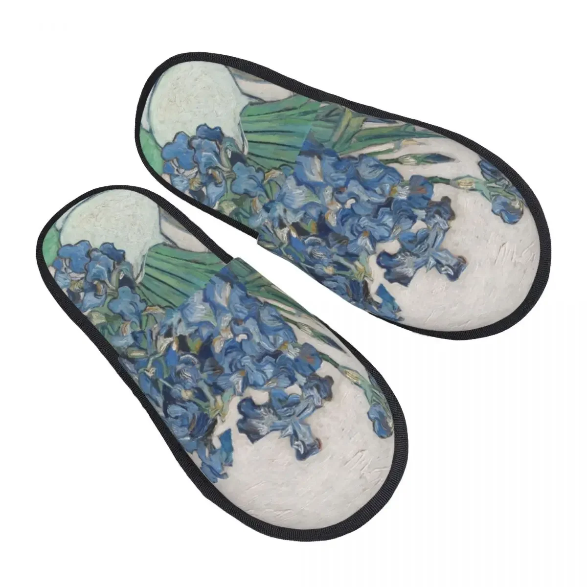 Vincent Van Gogh Irises Guest Slippers for Hotel Women Custom Print Art Painting House Slipper