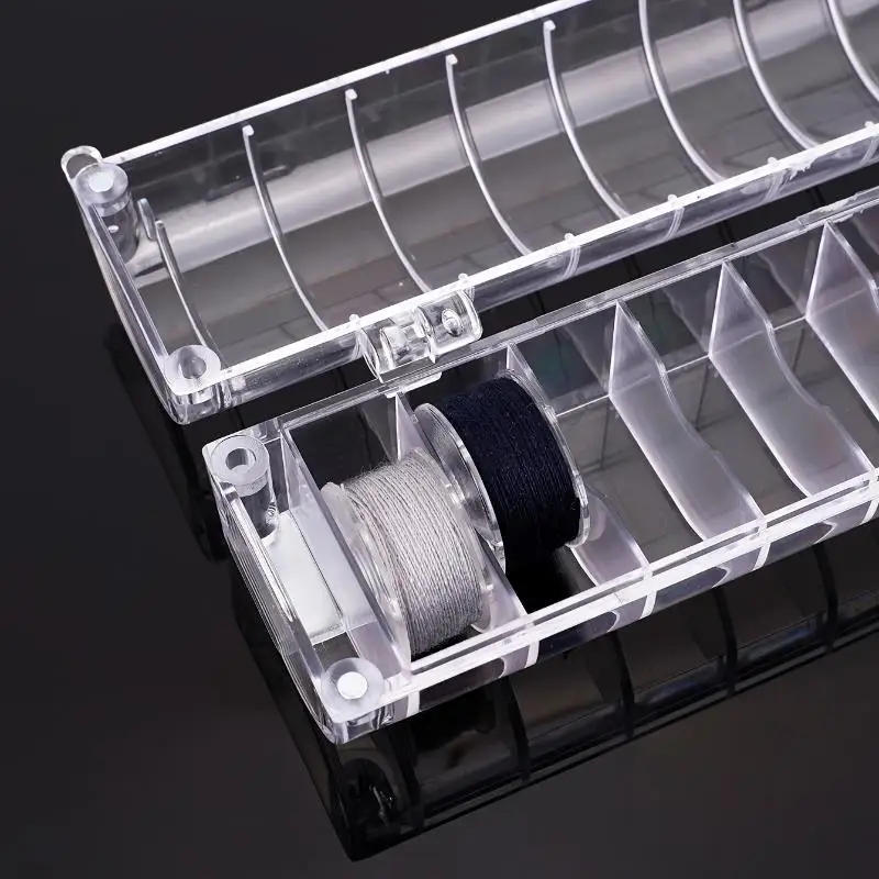 Plastic Magnetic Bobbin Storage Box Stable Large Capacity Lock Core Transparent Embroidery Thread Spools Holder