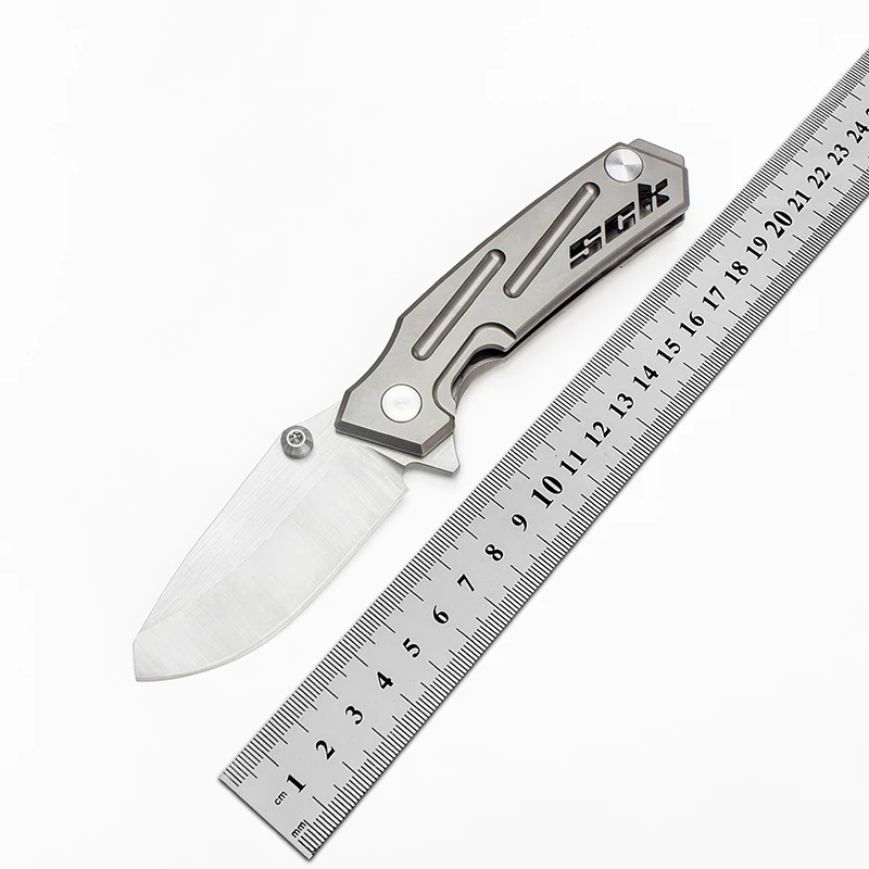 Chung Kui Made Rogue Shark Strong Folding Knife Ti Handle Bright S35VN Blade Tactical Pocket EDC Outdoor Equipment Survival Tool