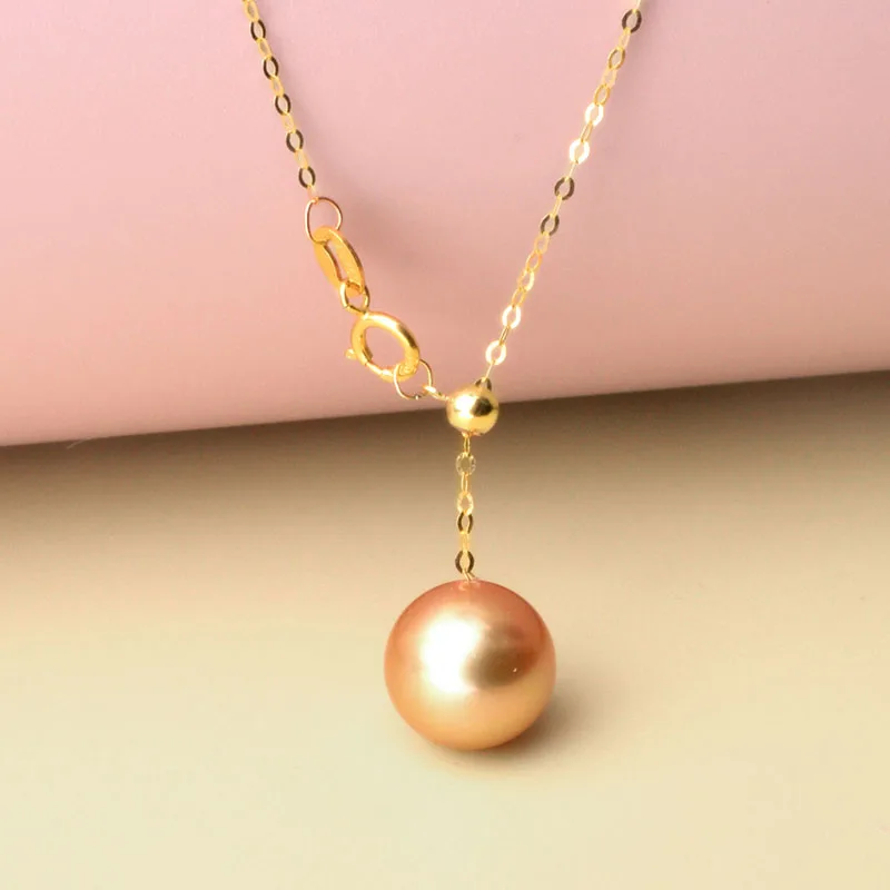 18K Yellow Gold necklace pendant Fine Jewelry Natural Sea Water Golden au750 wedding luxury party anniversary gift x579