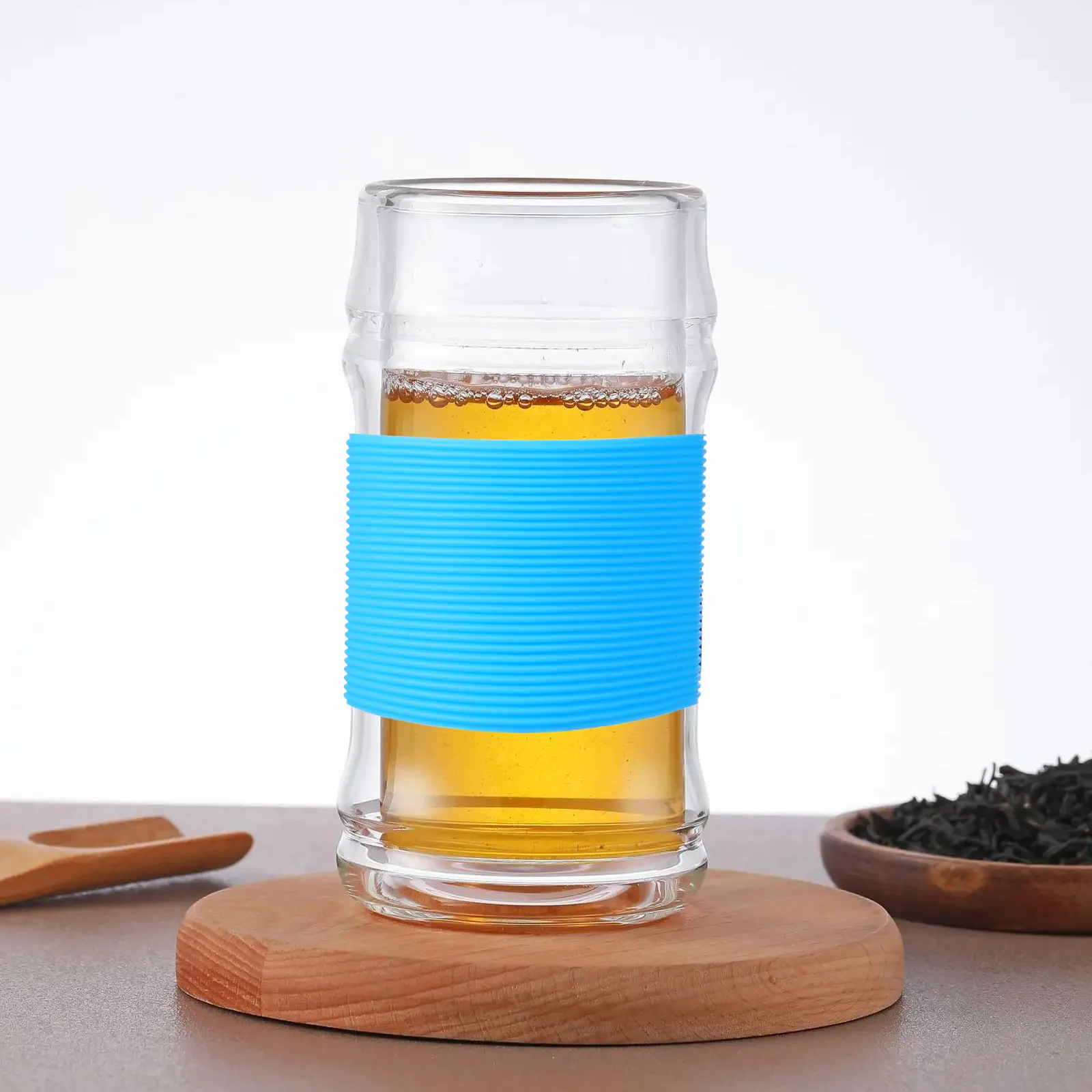 

5Pcs Silicone Cup Cover Premium Heat-Insulated Bottle Sleeve for Glass Tumbler Anti-Scald Silicone Band for Sublimation Tumbler