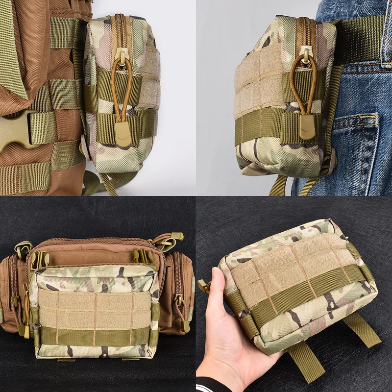 

Сумка для пригородных поездок EDC, камуфляжная поясная сумка с системой MOLLE, органайзер для снаряжения для выживания на открытом воздухе для пеших прогулок/кемпинга, предметы первой необходимости для повседневного ношения