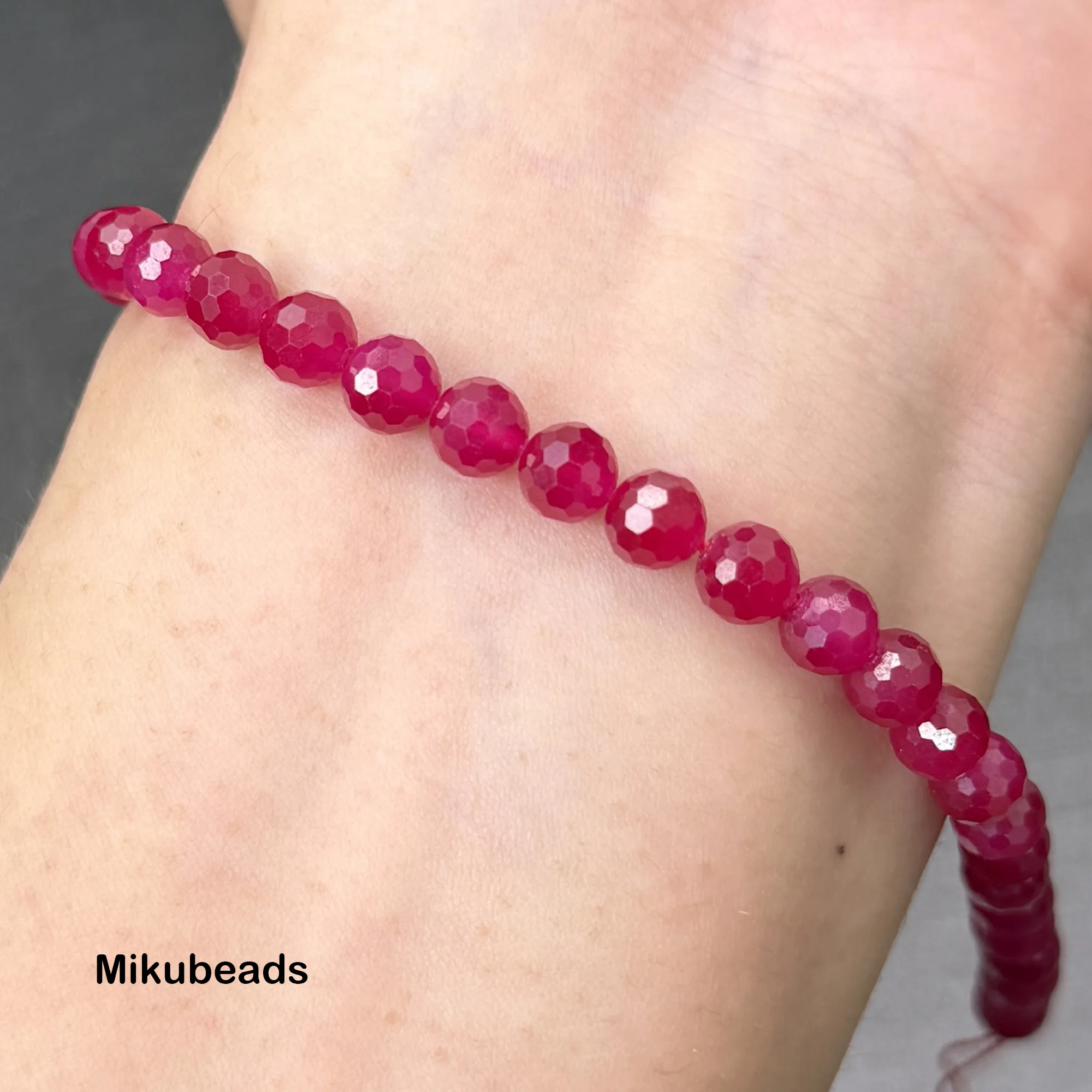 الجملة 3A 6 مللي متر مختبر روبي الأوجه الجولة فضفاض الخرز لصنع المجوهرات أساور يدوية قلادة ستراند هدية 38 سنتيمتر #2