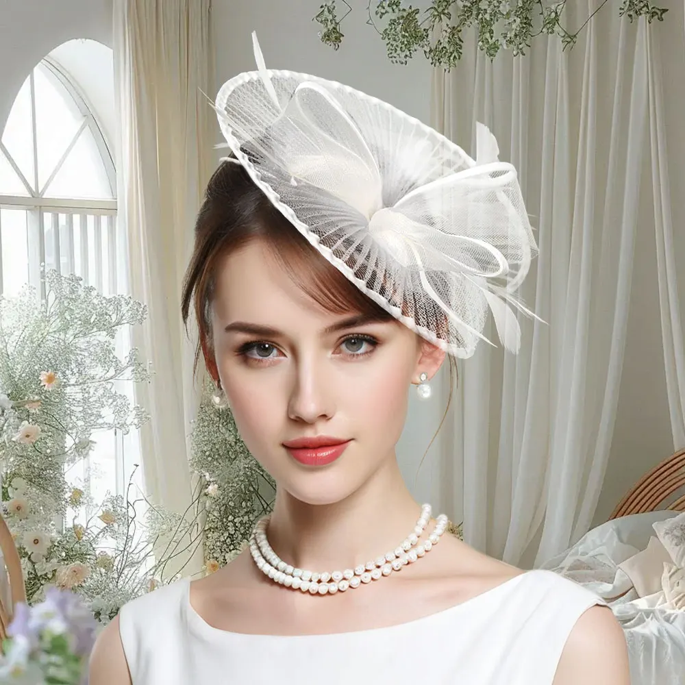 Ladies' Annual Meeting Exaggerated Design Retro Trendy Decoration Mesh Feather Headflower Party Top Hat Women