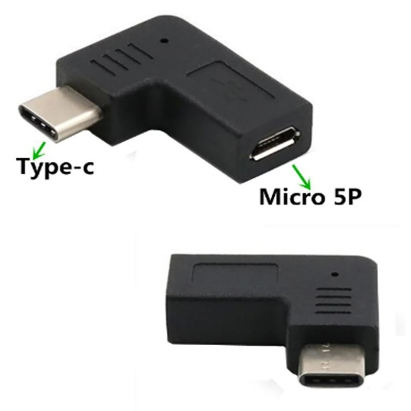 90 Degree Micro USB to Type-C Converter Female to Male Connector Conversion Adapter for Phones Tablets & Game Consoles F19E